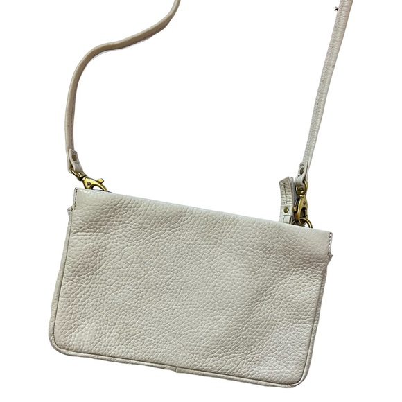 Fossil White Ivory Cowhide Pebbled Leather Slim Mini Crossbody Bag - Picture 2 of 4